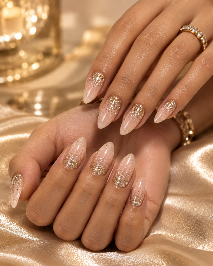 Ombre Glitter Birthday Nails