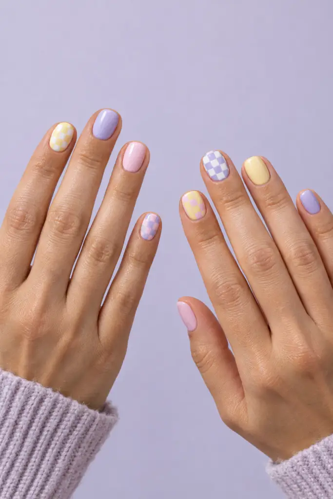 Blush-pink Korean nails featuring small sculpted three-dimensional gel bows.