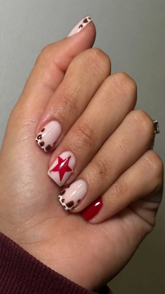 Dark rockstar birthday nails with metallic accents and sparkling details